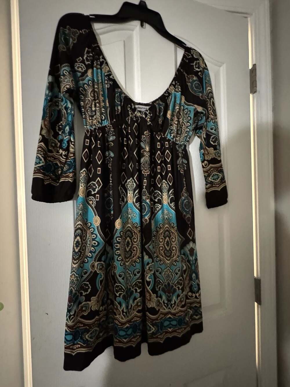 Bailey Blue Paisley Dress Size M Blue Brown Boho Mini